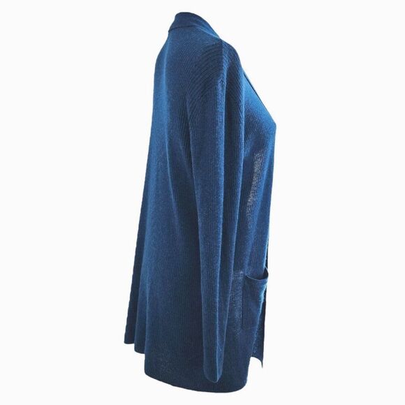 NWT NEIMAN MARCUS 100% Cashmere Open Front Cardigan XL Patch Pocket Long Sweater - Picture 2 of 9